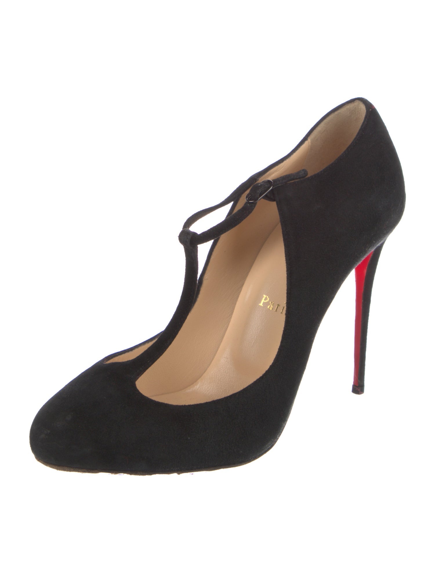 Christian Louboutin Suede T-Strap Pumps