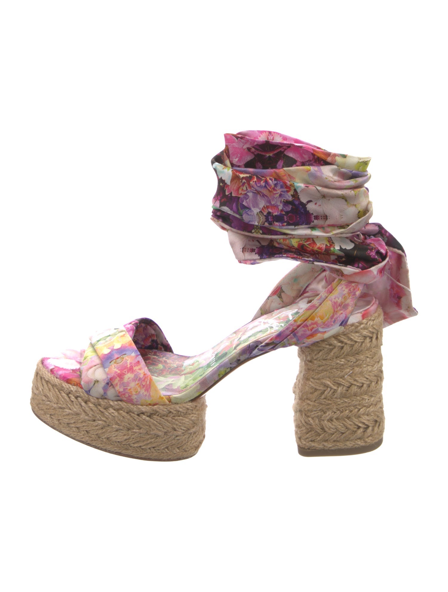 Christian Louboutin Satin Floral Print Espadrilles