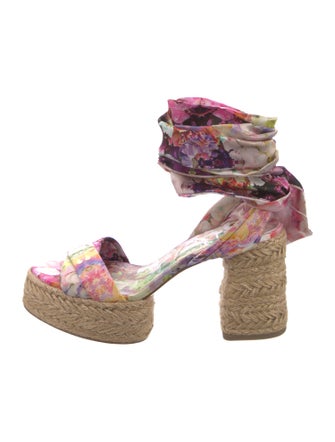 Christian Louboutin Satin Floral Print Espadrilles