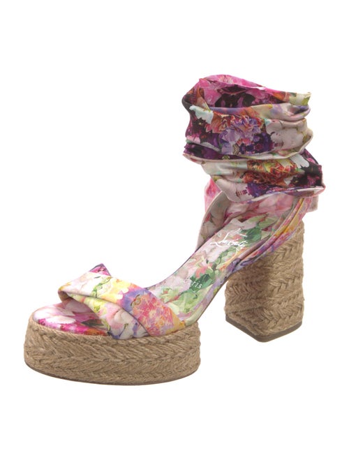 Christian Louboutin Satin Floral Print Espadrilles