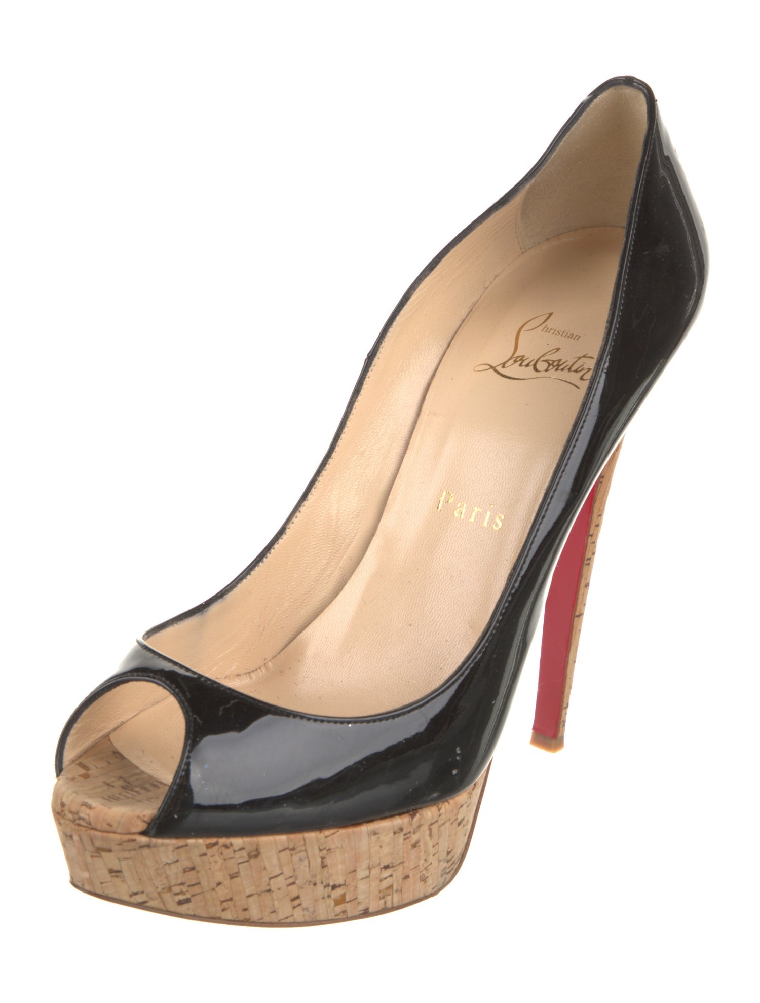 Christian Louboutin Patent Leather Colorblock Pattern Pumps