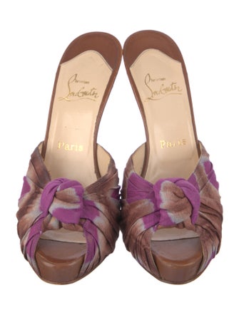 Christian Louboutin Animal Print Pleated Accents Slides