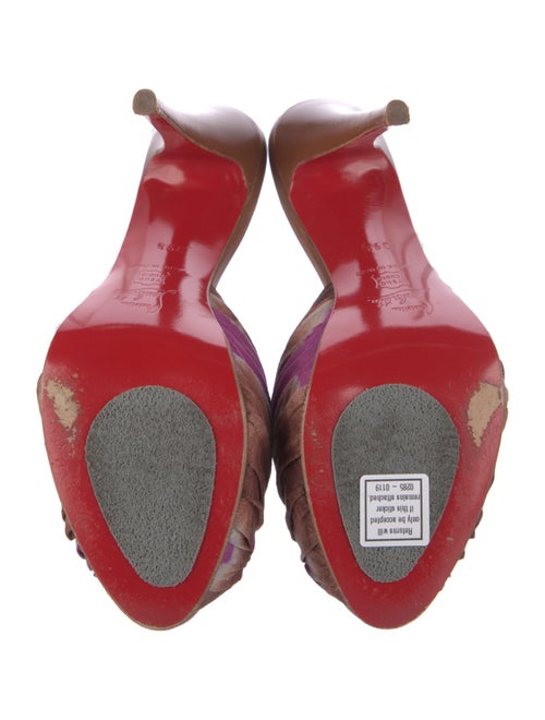 Christian Louboutin Animal Print Pleated Accents Slides