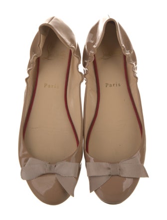 Christian Louboutin Patent Leather Bow Accents Ballet Flats