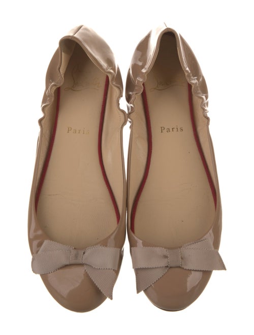 Christian Louboutin Patent Leather Bow Accents Ballet Flats