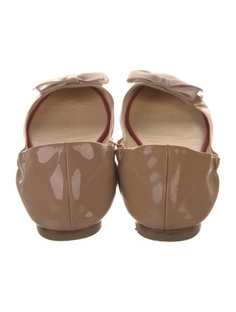 Christian Louboutin Patent Leather Bow Accents Ballet Flats