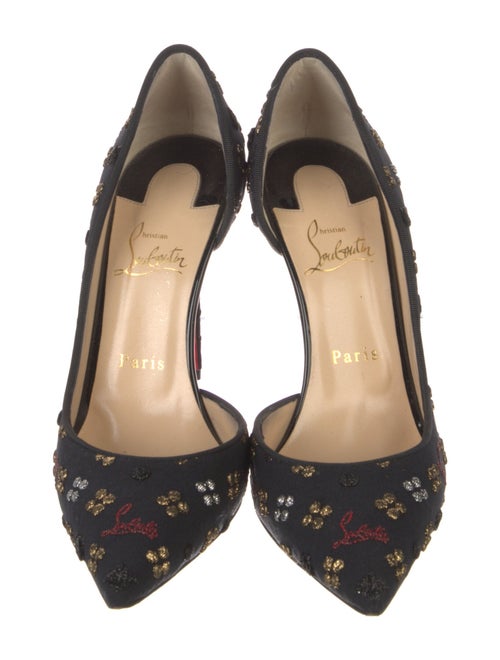 Christian Louboutin Floral Print Embroidered Accent D'Orsay Pumps