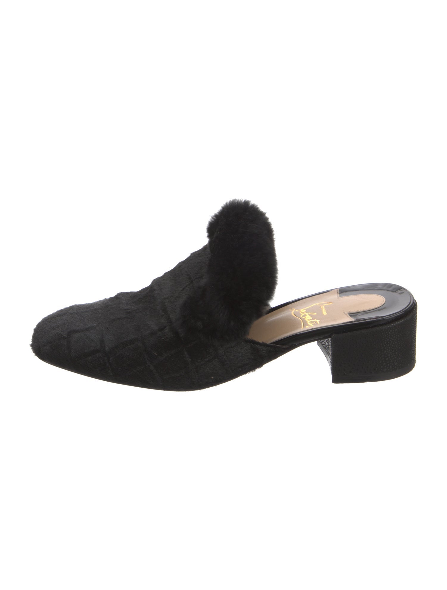 Christian Louboutin Ponyhair Fur Trim Mules