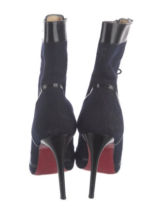 Christian Louboutin Wool Leather Trim Embellishment Lace-Up Boots