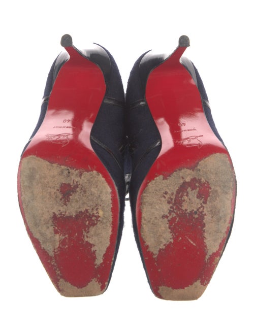 Christian Louboutin Wool Leather Trim Embellishment Lace-Up Boots