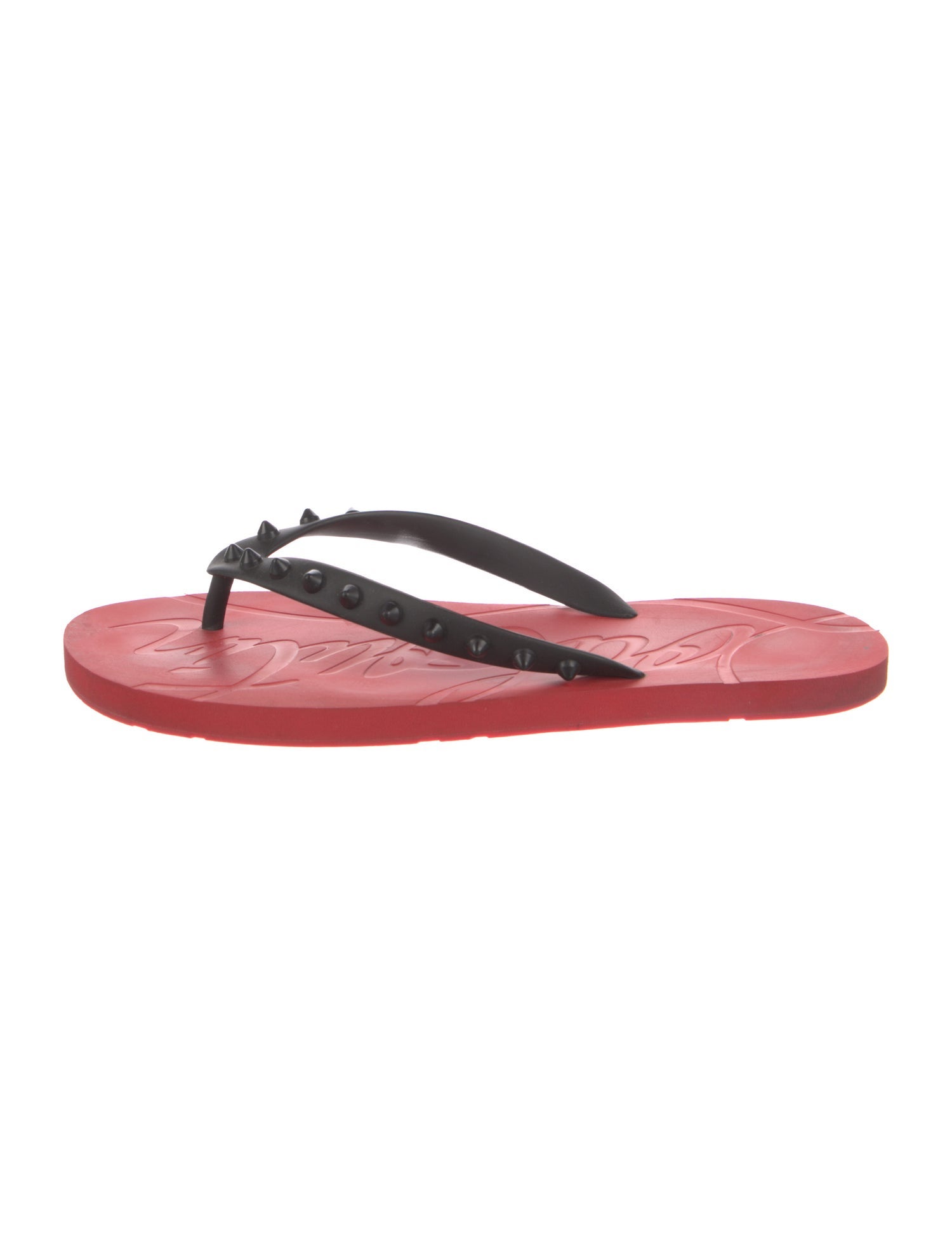 Christian Louboutin Spike Accents Rubber Flip Flops