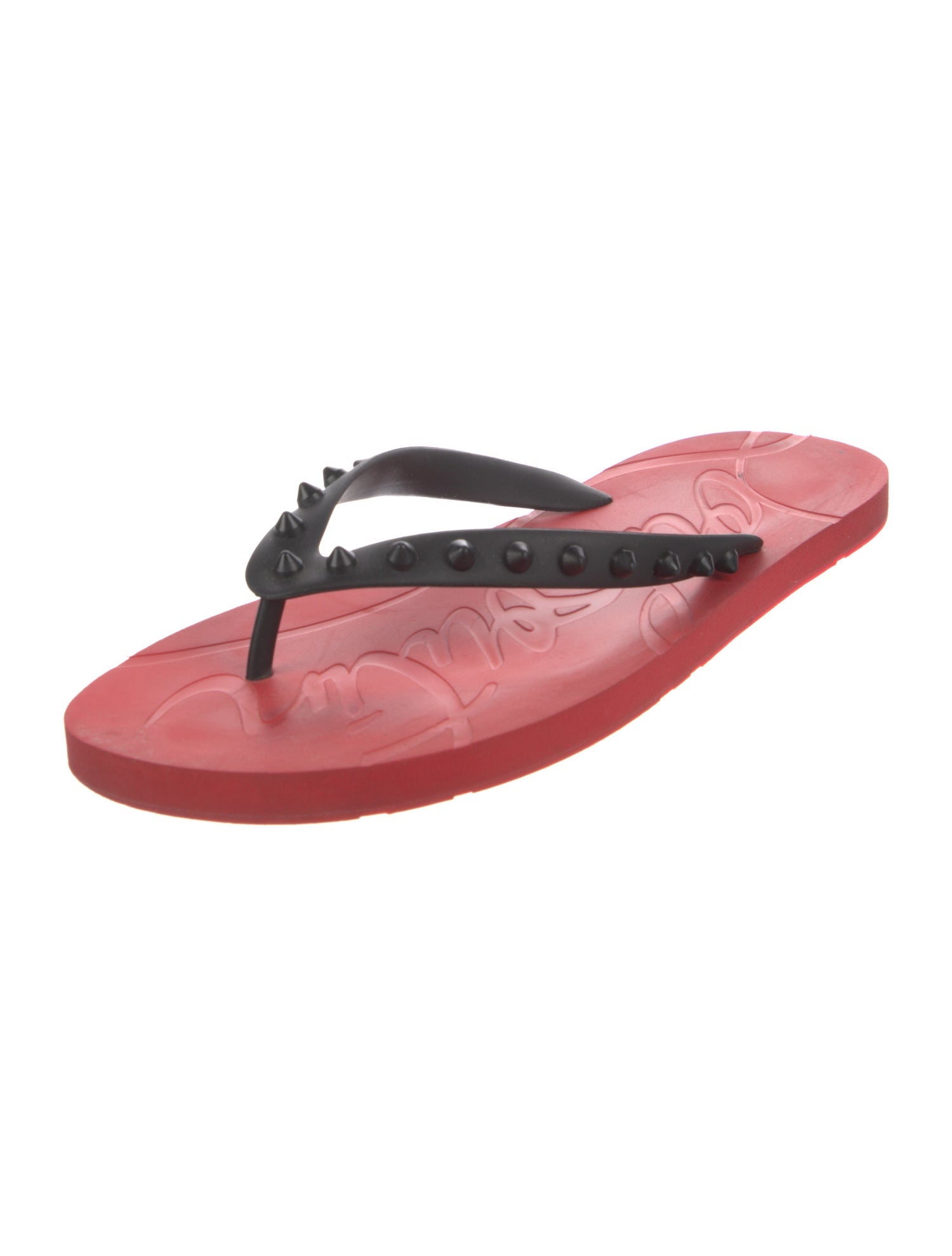 Christian Louboutin Spike Accents Rubber Flip Flops