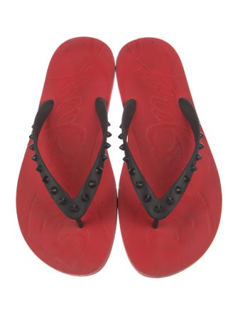 Christian Louboutin Spike Accents Rubber Flip Flops