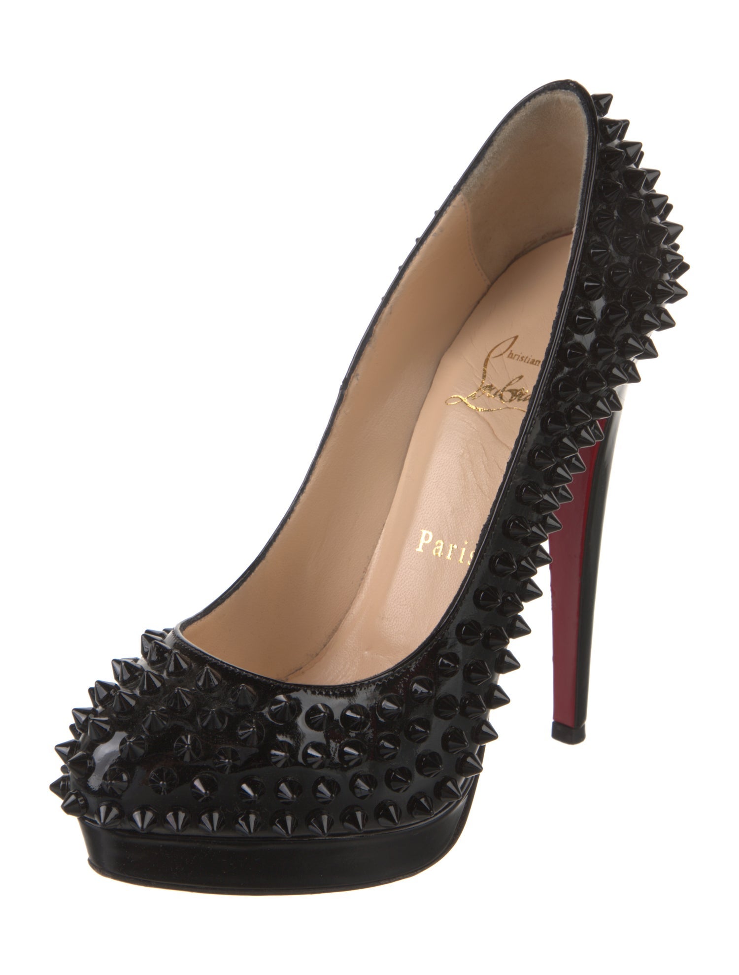 Christian Louboutin Spike Accents Patent Leather Pumps
