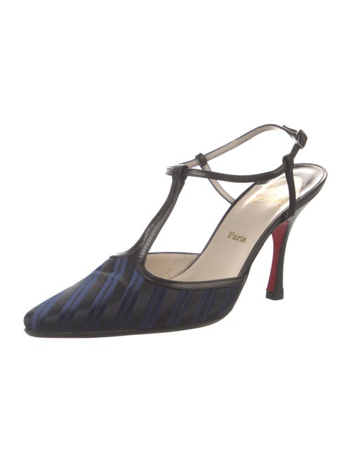 Christian Louboutin Satin Striped T-Strap Pumps