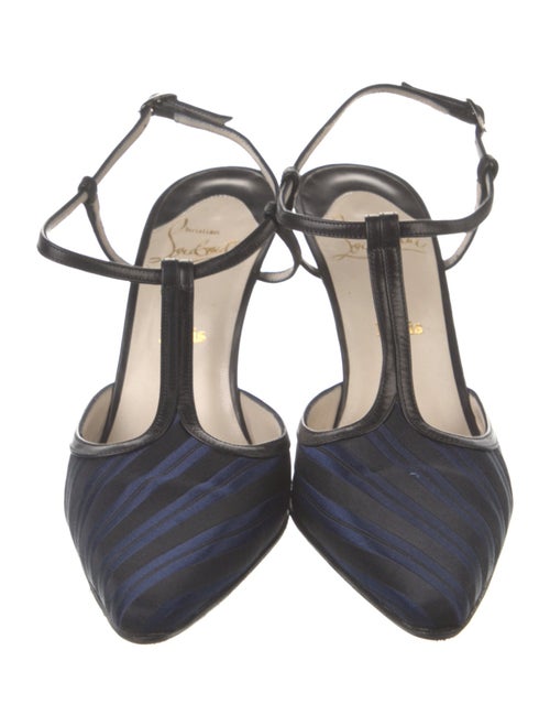 Christian Louboutin Satin Striped T-Strap Pumps