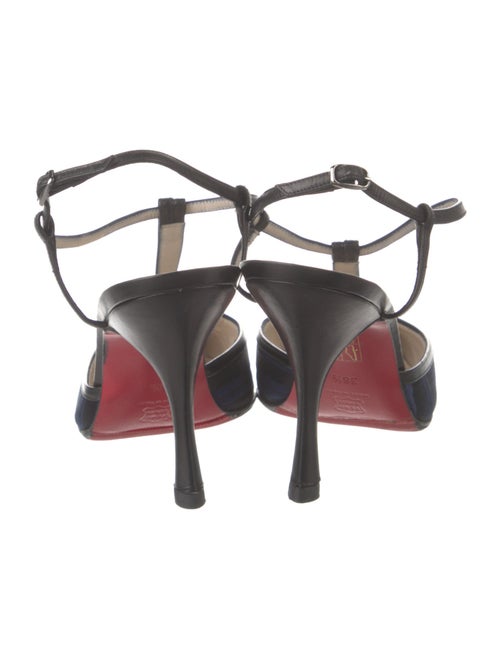 Christian Louboutin Satin Striped T-Strap Pumps