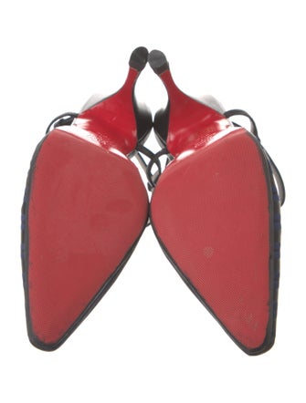 Christian Louboutin Satin Striped T-Strap Pumps