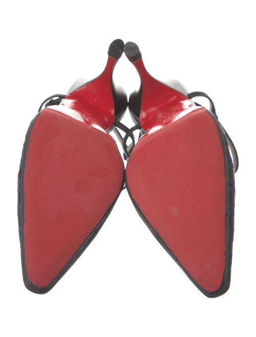 Christian Louboutin Satin Striped T-Strap Pumps