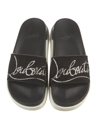 Christian Louboutin Suede Printed Slides