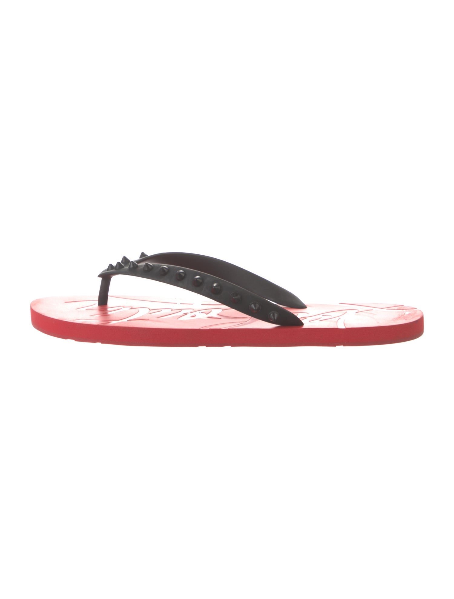 Christian Louboutin Spike Accents Rubber Flip Flops