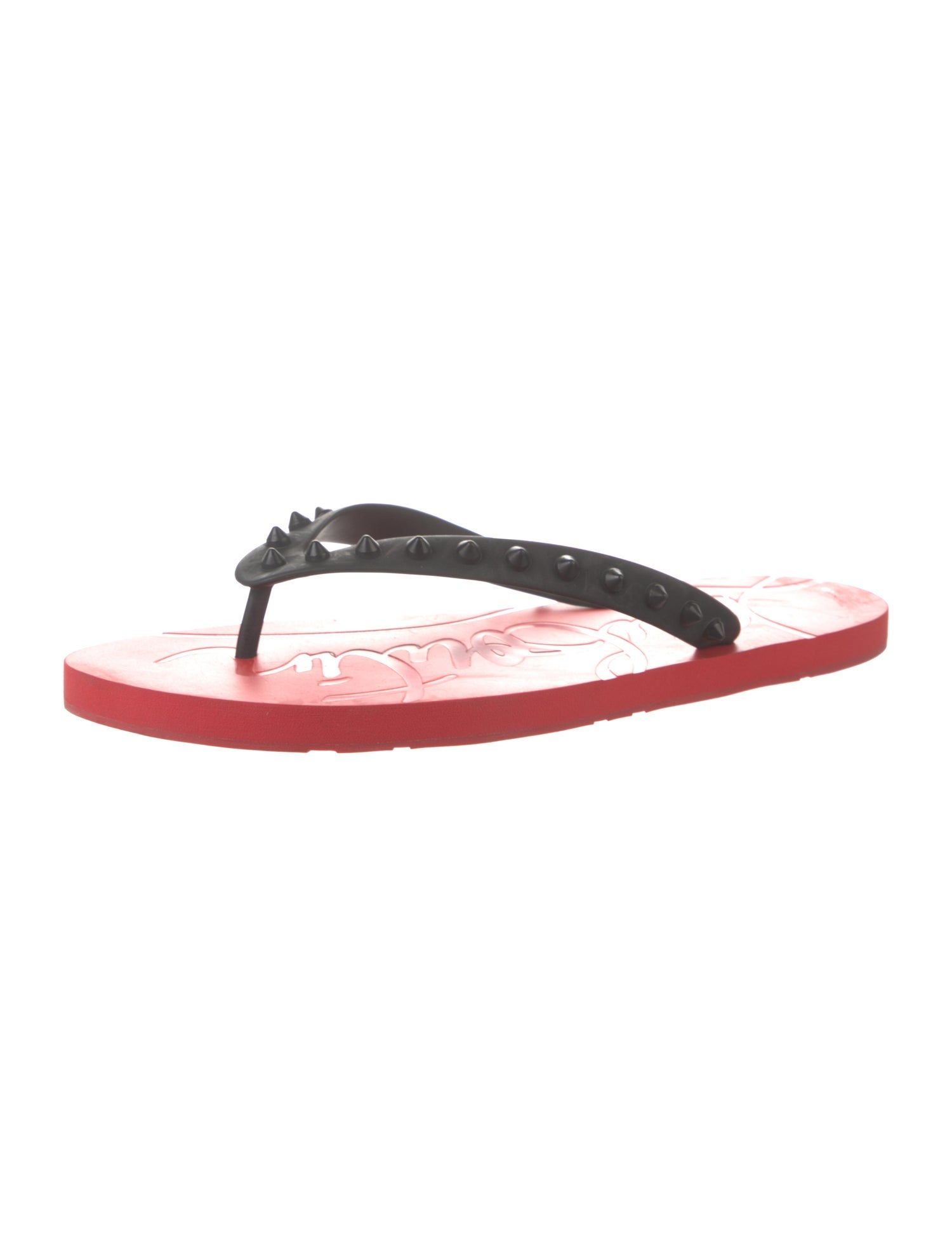 Christian Louboutin Spike Accents Rubber Flip Flops