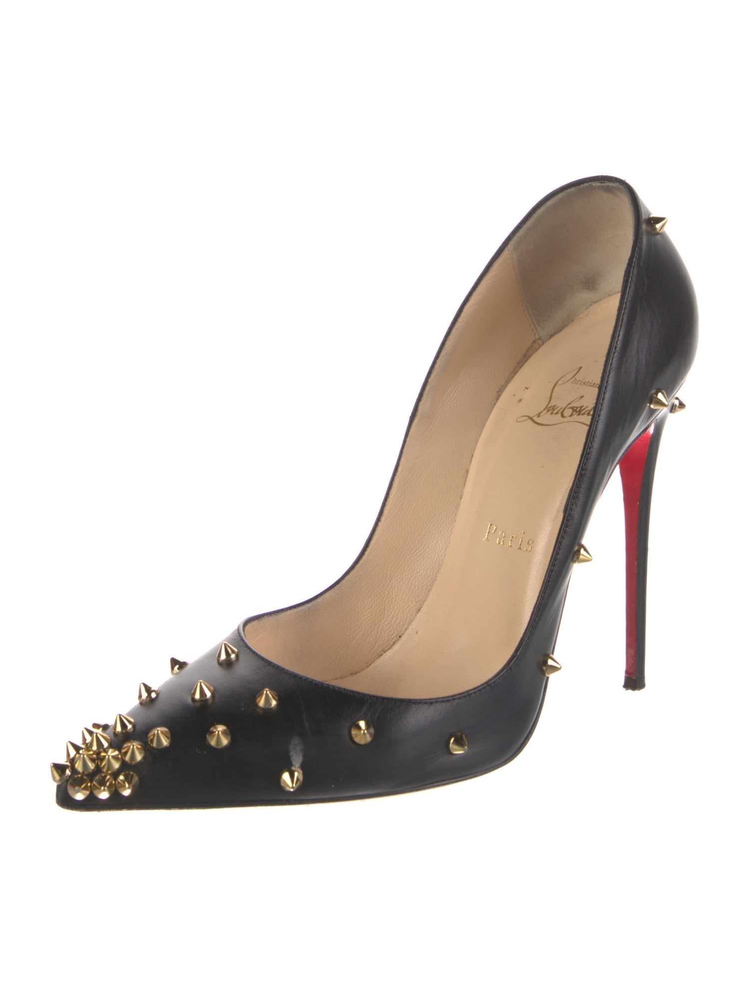Christian Louboutin Spike Accents Leather Pumps