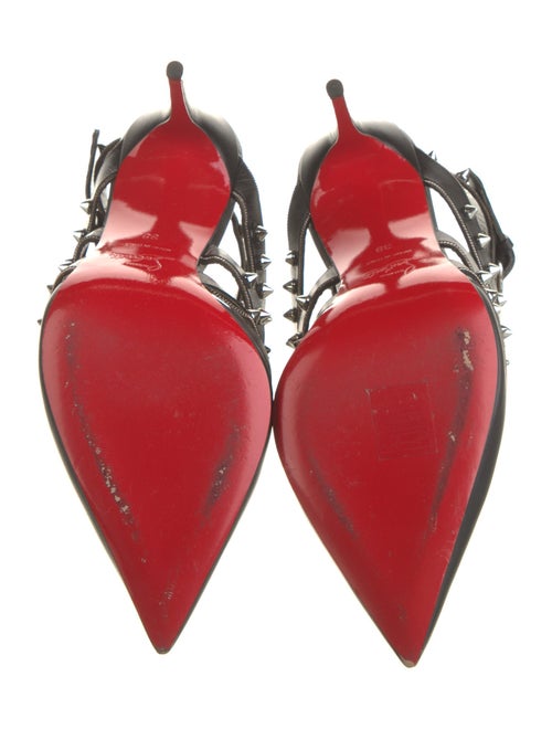 Christian Louboutin Leather Studded Accents T-Strap Pumps
