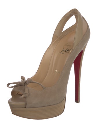Christian Louboutin Suede Mesh Accents Pumps