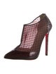 Christian Louboutin Mesh Glitter Accents T-Strap Pumps