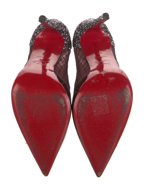 Christian Louboutin Mesh Glitter Accents T-Strap Pumps