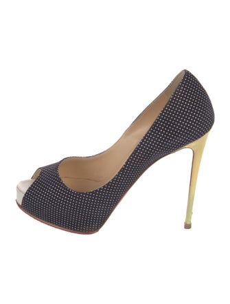 Christian Louboutin Suede Polka Dot Print Pumps