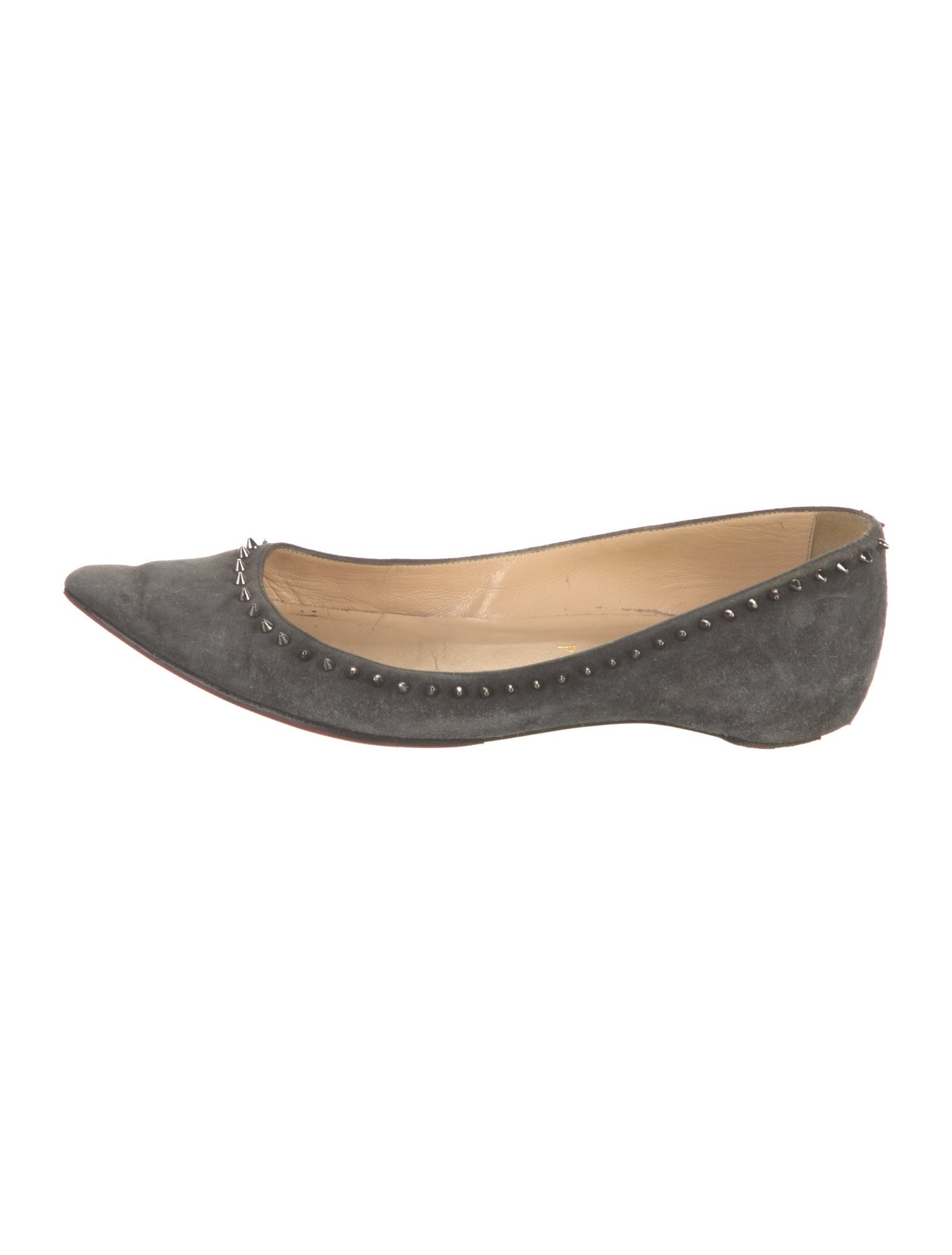 Christian Louboutin Suede Studded Accents Ballet Flats