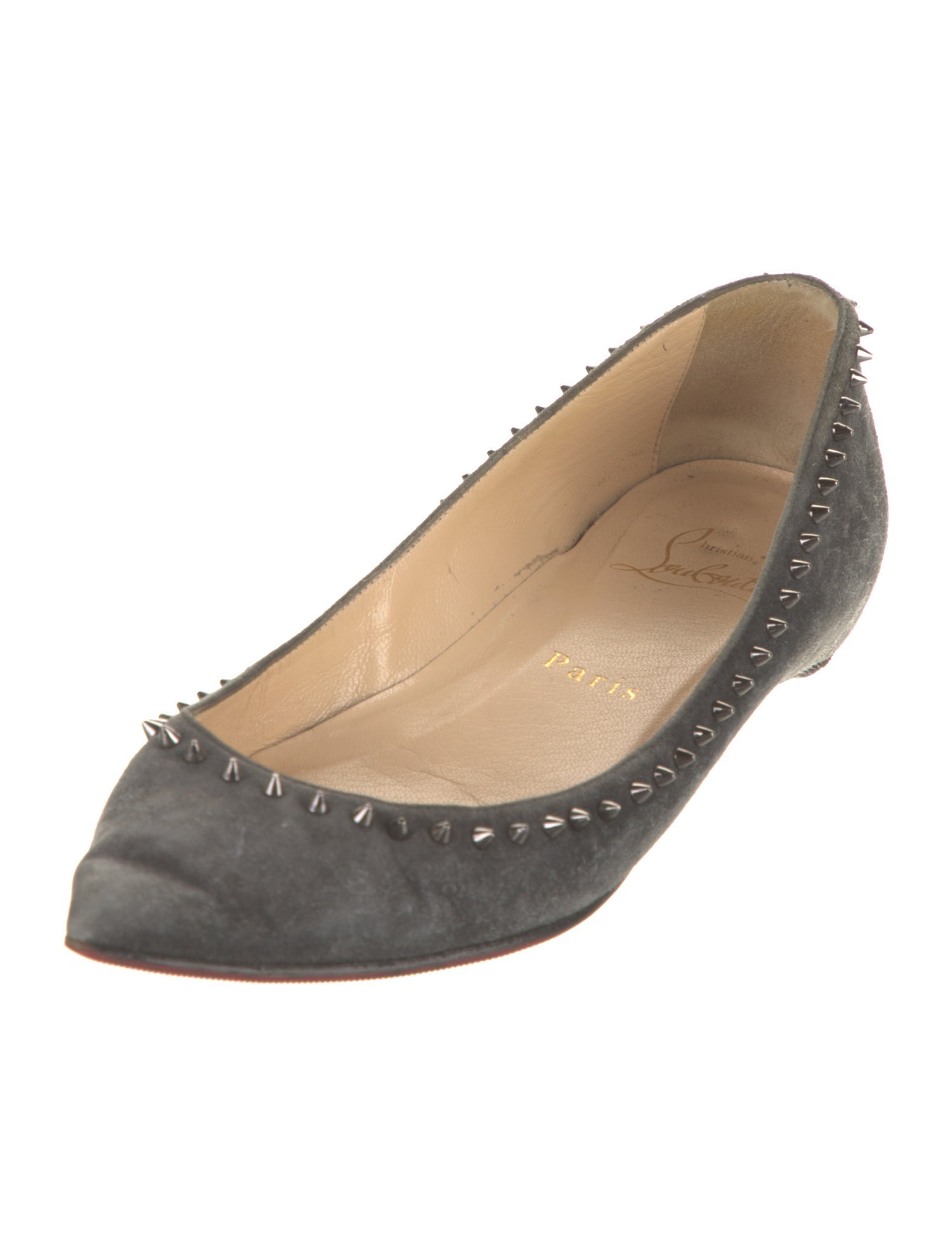 Christian Louboutin Suede Studded Accents Ballet Flats