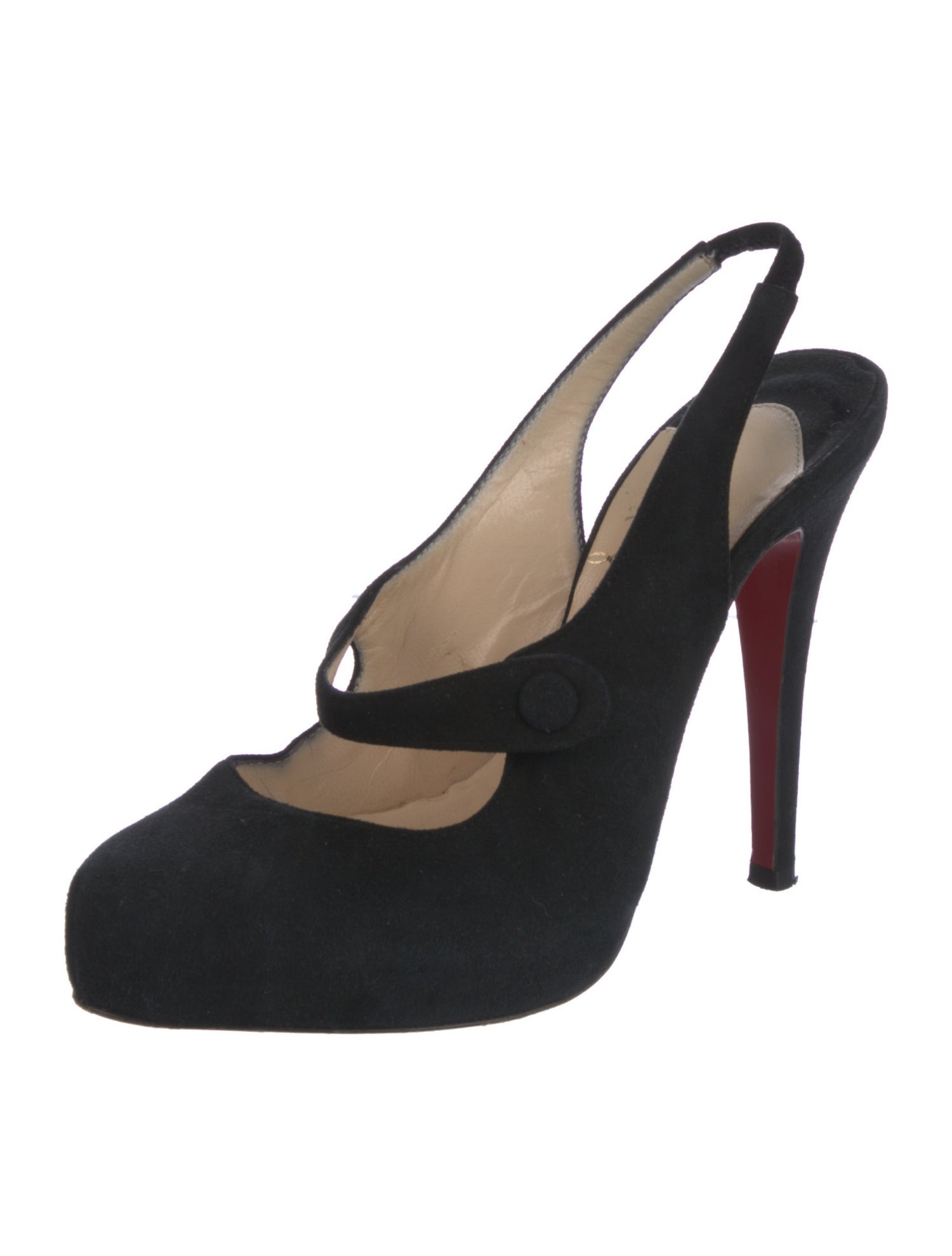 Christian Louboutin Suede Cutout Accent Slingback Pumps