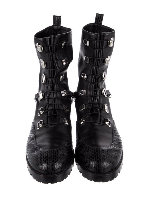 Christian Louboutin Leather Chain-Link Accents Combat Boots