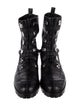 Christian Louboutin Leather Chain-Link Accents Combat Boots
