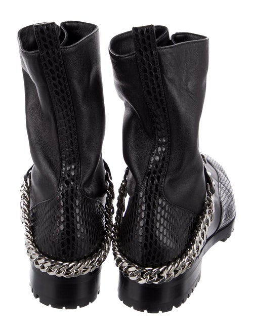 Christian Louboutin Leather Chain-Link Accents Combat Boots
