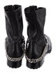 Christian Louboutin Leather Chain-Link Accents Combat Boots