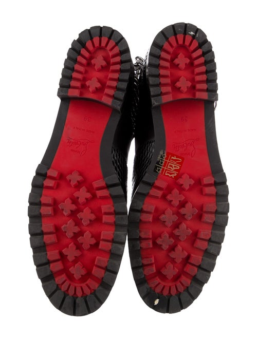 Christian Louboutin Leather Chain-Link Accents Combat Boots