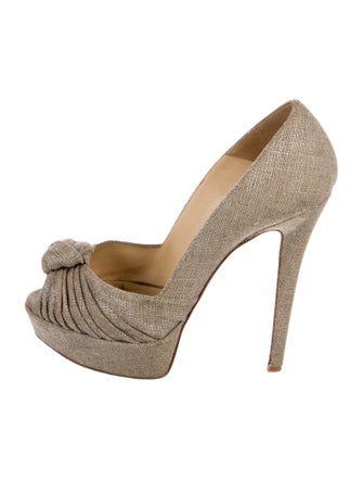 Christian Louboutin Canvas Pleated Accents Pumps