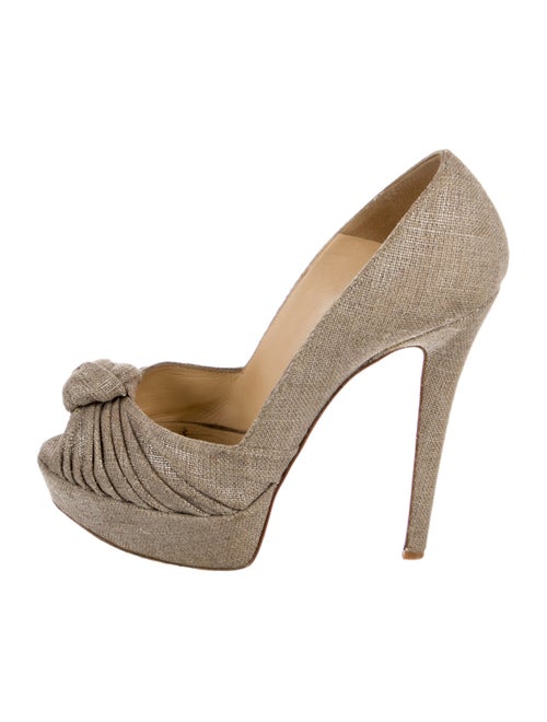 Christian Louboutin Canvas Pleated Accents Pumps