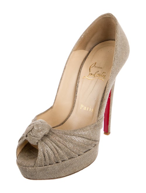 Christian Louboutin Canvas Pleated Accents Pumps