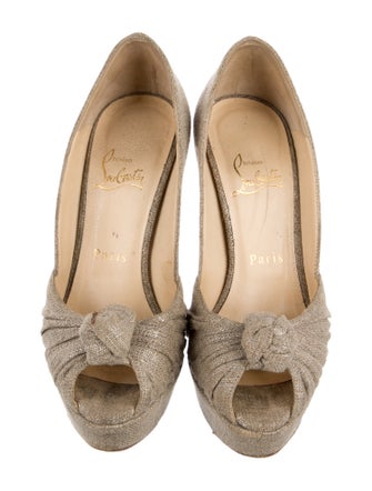 Christian Louboutin Canvas Pleated Accents Pumps