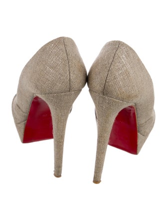 Christian Louboutin Canvas Pleated Accents Pumps