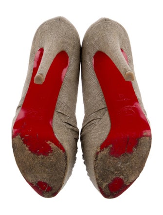 Christian Louboutin Canvas Pleated Accents Pumps