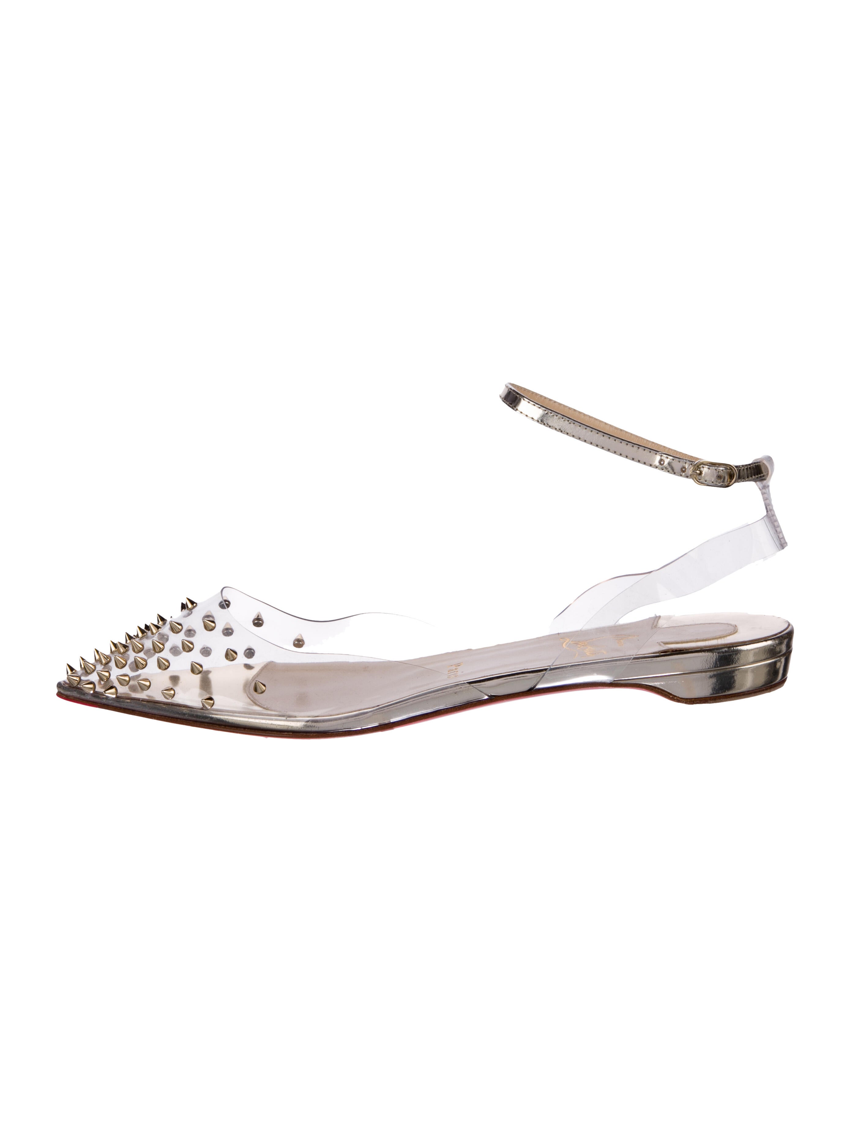 Christian Louboutin PVC Studded Accents Slingback Flats