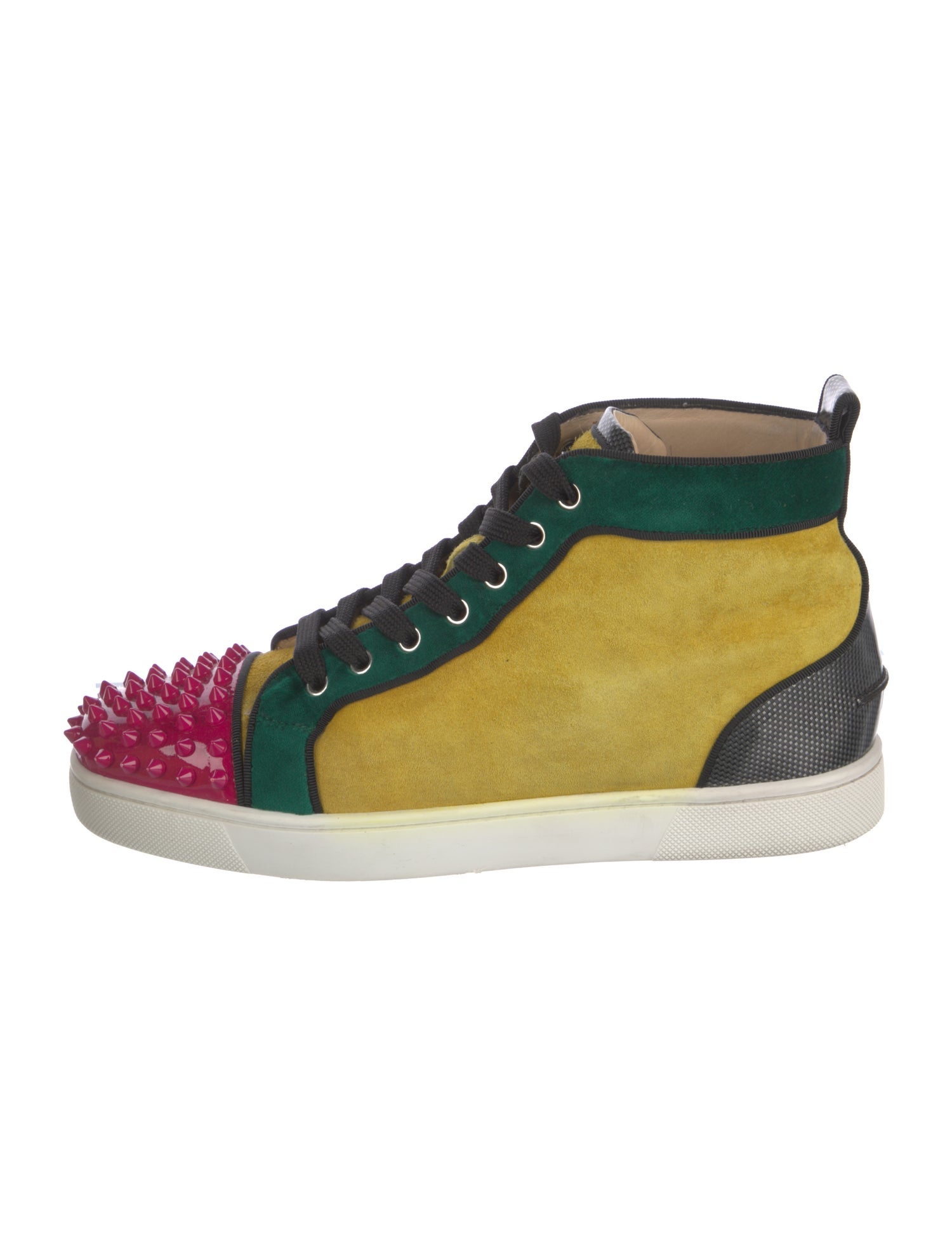 Christian Louboutin Suede Colorblock Pattern Sneakers
