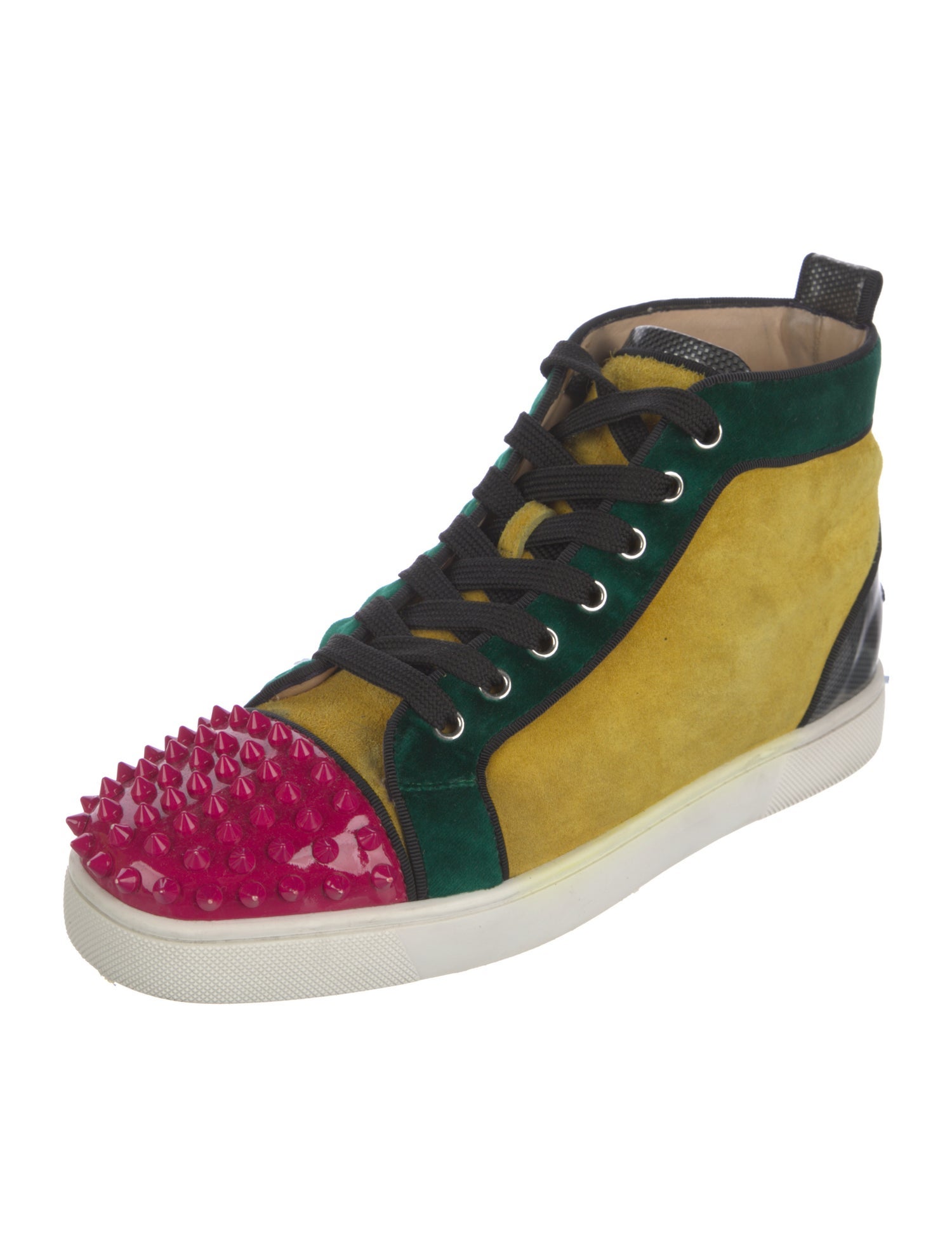 Christian Louboutin Suede Colorblock Pattern Sneakers