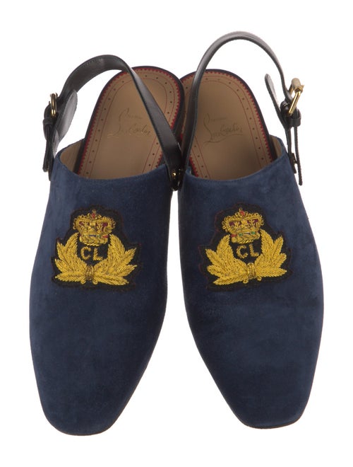 Christian Louboutin Suede Embroidered Accent Slippers